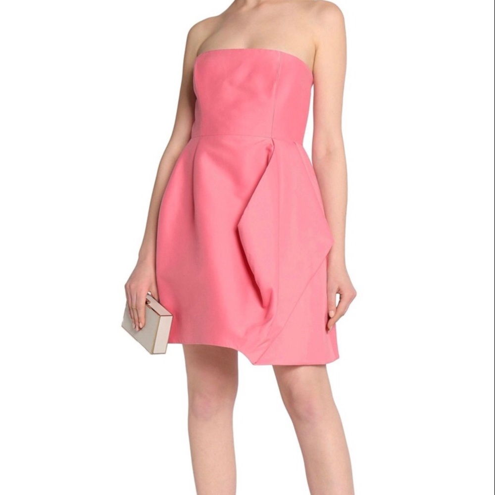 HALSTON HERITAGE silk faille peony pink dress size 10